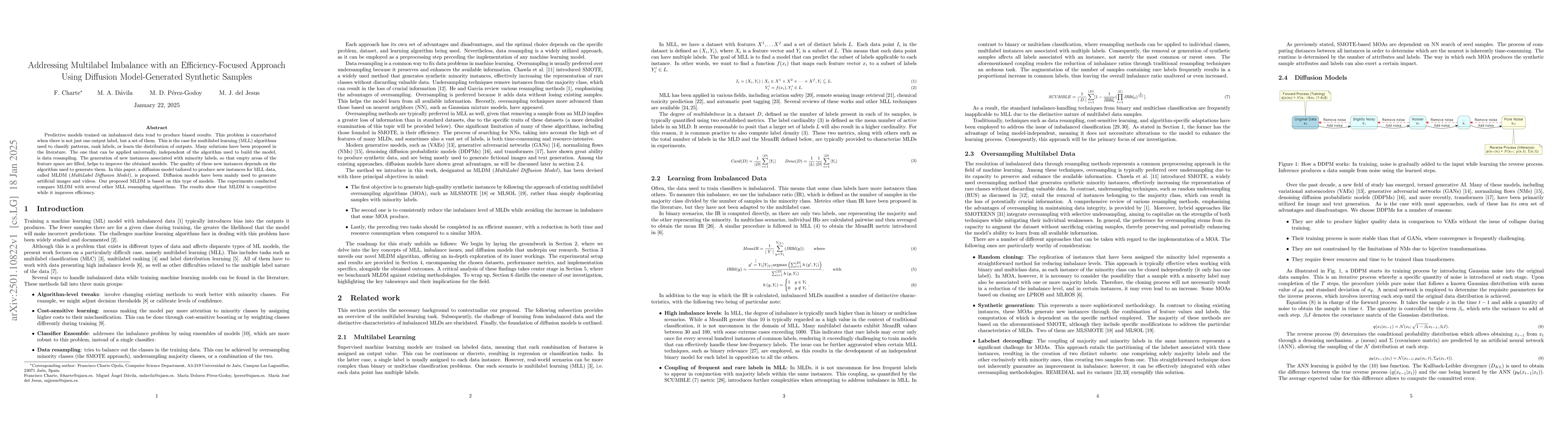 Thumbnail for Addressing Multilabel Imbalance with an Efficiency-Focused Approach
  Using Diffusion Model-Generated Synthetic Samples