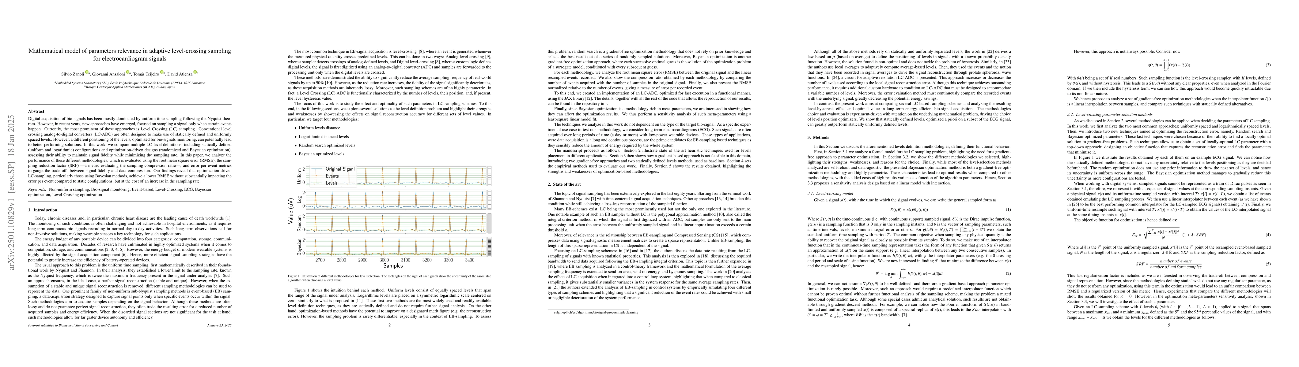 Thumbnail for Mathematical model of parameters relevance in adaptive level-crossing
  sampling for electrocardiogram signals