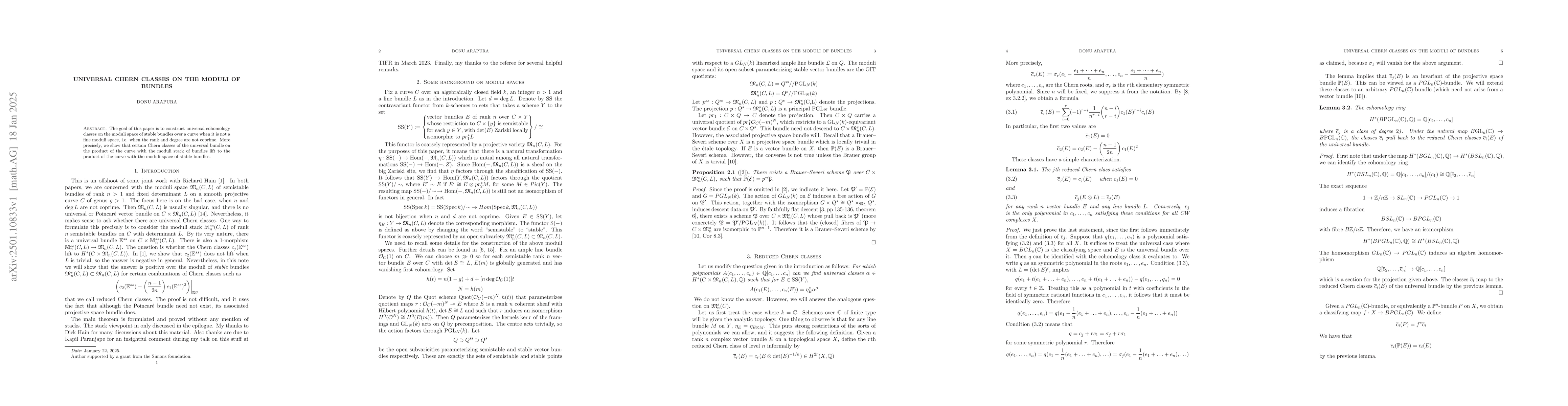 Thumbnail for Universal Chern classes on the moduli of bundles