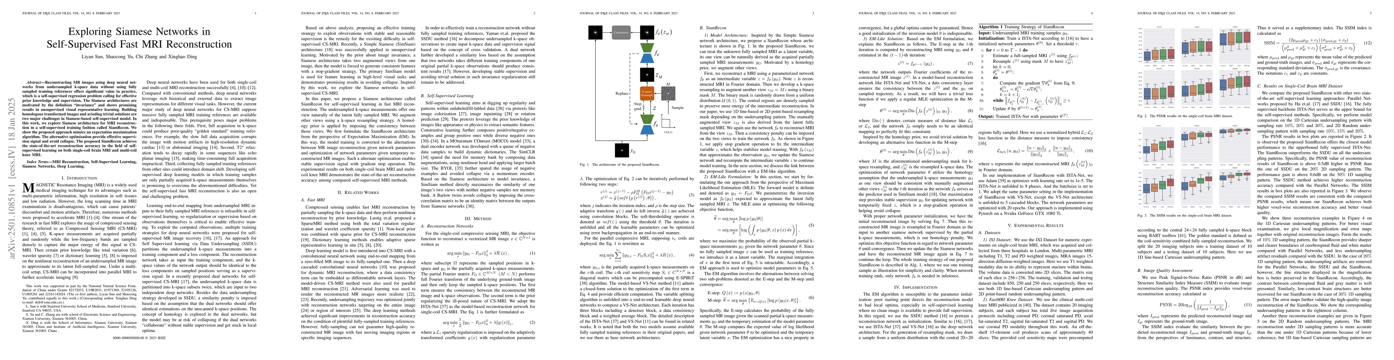 Thumbnail for Exploring Siamese Networks in Self-Supervised Fast MRI Reconstruction