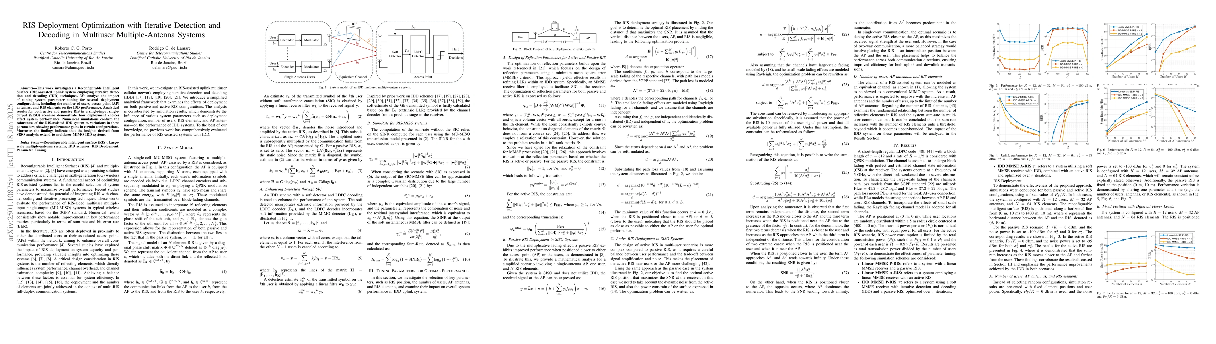 Thumbnail for RIS Deployment Optimization with Iterative Detection and Decoding in
  Multiuser Multiple-Antenna Systems