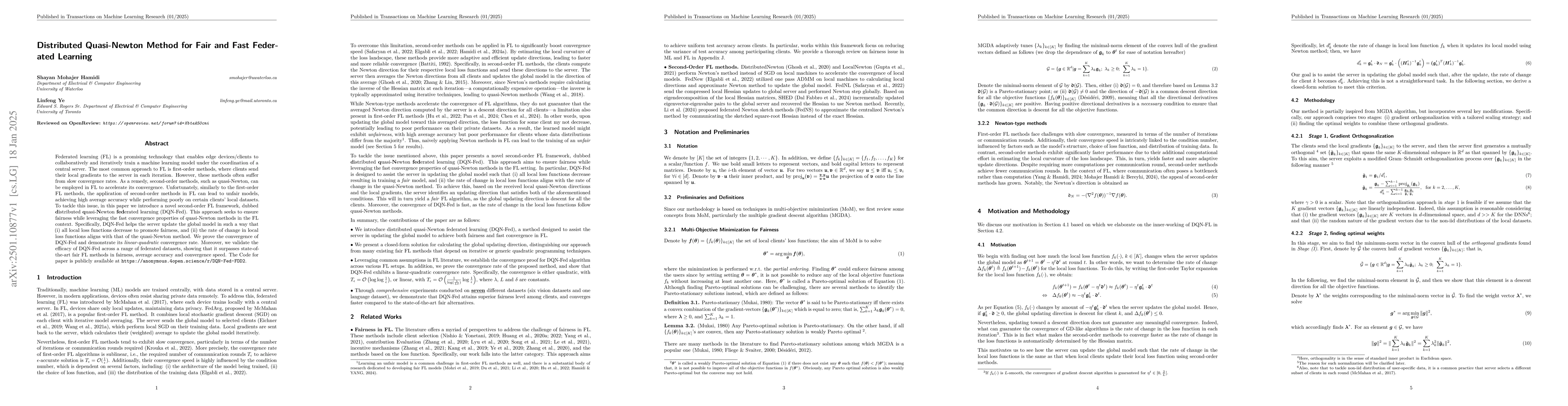 Thumbnail for Distributed Quasi-Newton Method for Fair and Fast Federated Learning