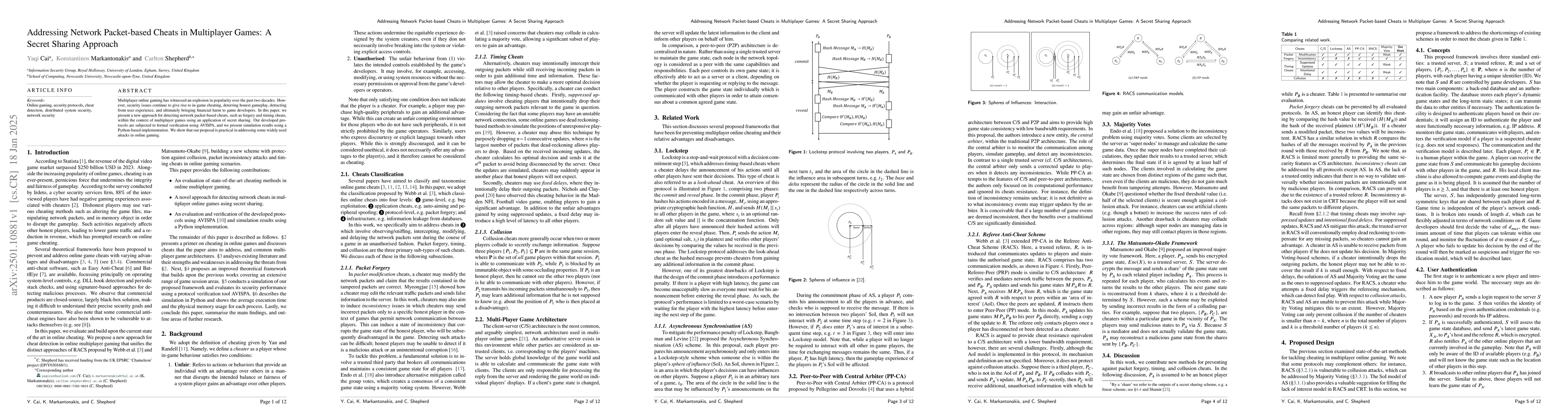Thumbnail for Addressing Network Packet-based Cheats in Multiplayer Games: A Secret
  Sharing Approach