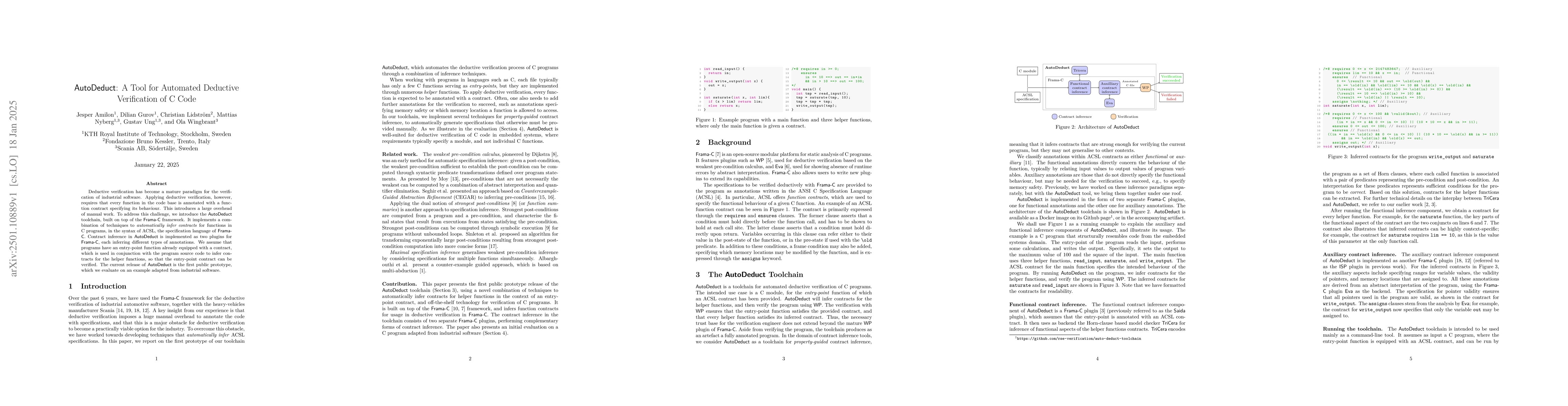 Thumbnail for AutoDeduct: A Tool for Automated Deductive Verification of C Code