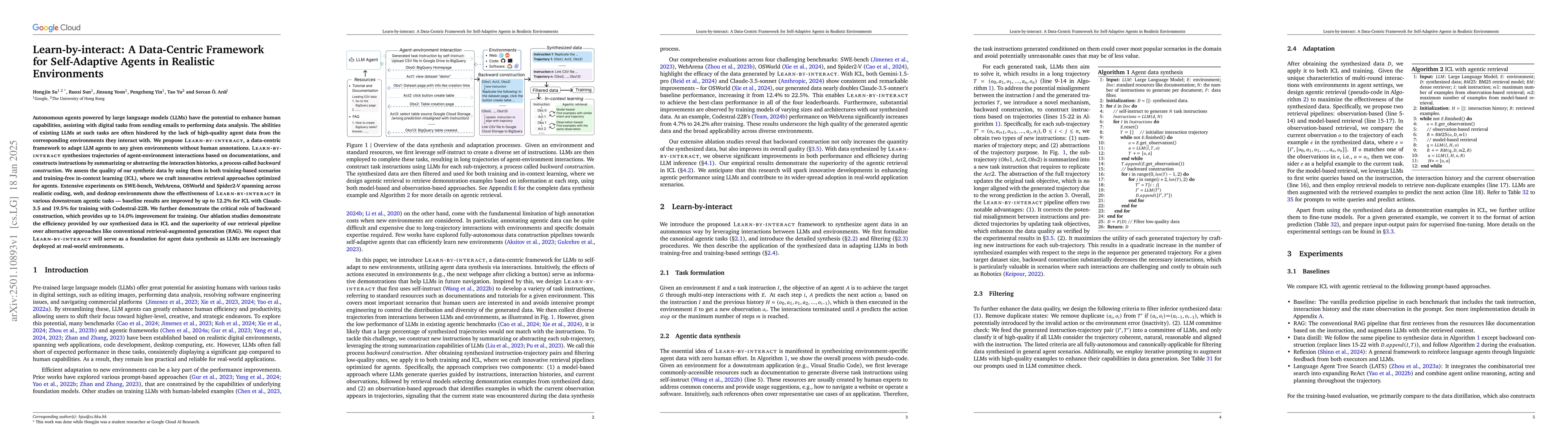 Thumbnail for Learn-by-interact: A Data-Centric Framework for Self-Adaptive Agents in
  Realistic Environments