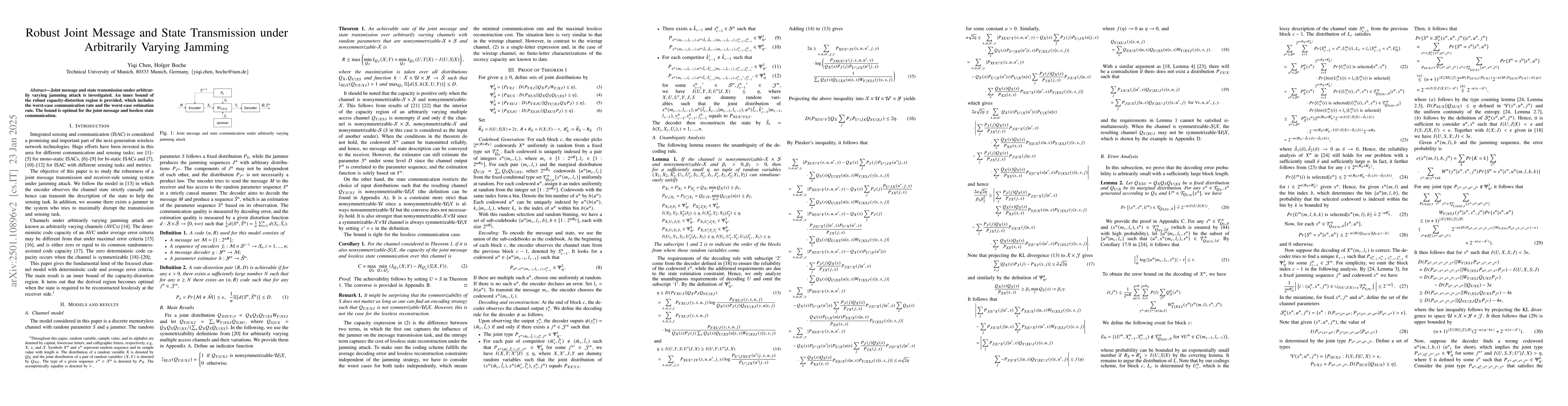 Thumbnail for Robust Joint Message and State Transmission under Arbitrarily Varying
  Jamming