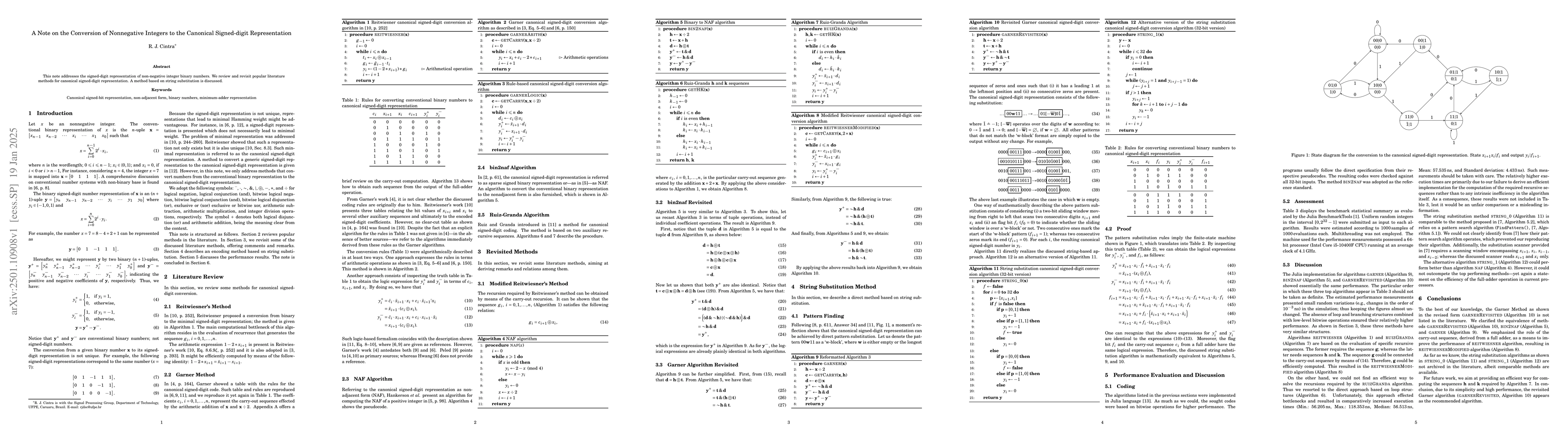 Thumbnail for A Note on the Conversion of Nonnegative Integers to the Canonical
  Signed-digit Representation