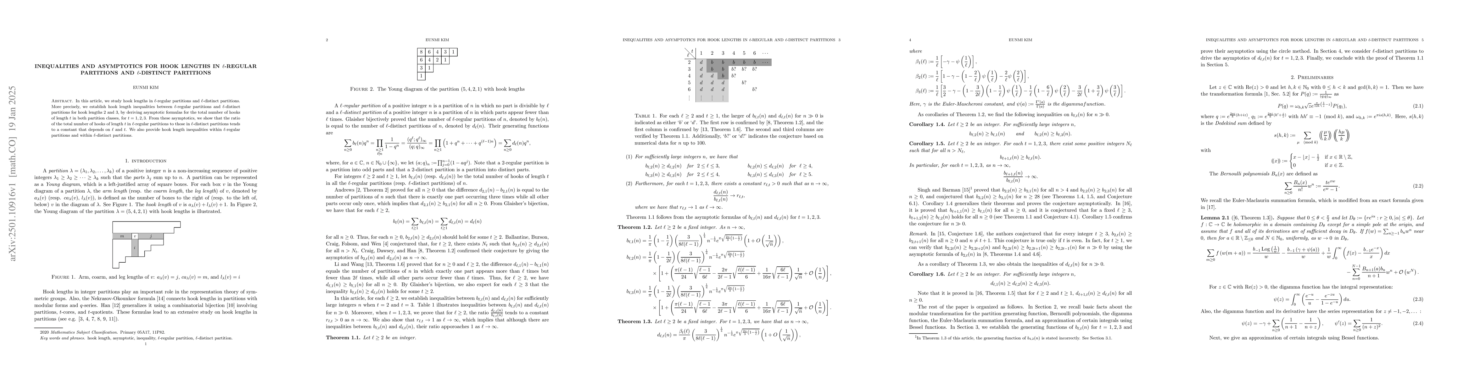 Thumbnail for Inequalities and asymptotics for hook lengths in $\ell$-regular
  partitions and $\ell$-distinct partitions