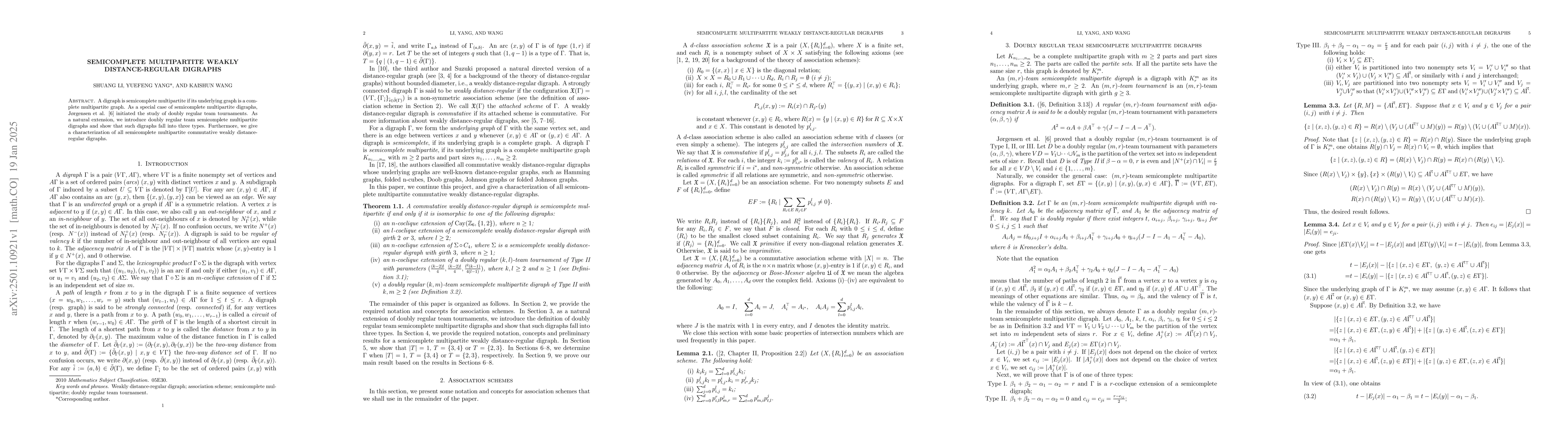 Thumbnail for Semicomplete multipartite weakly distance-regular digraphs