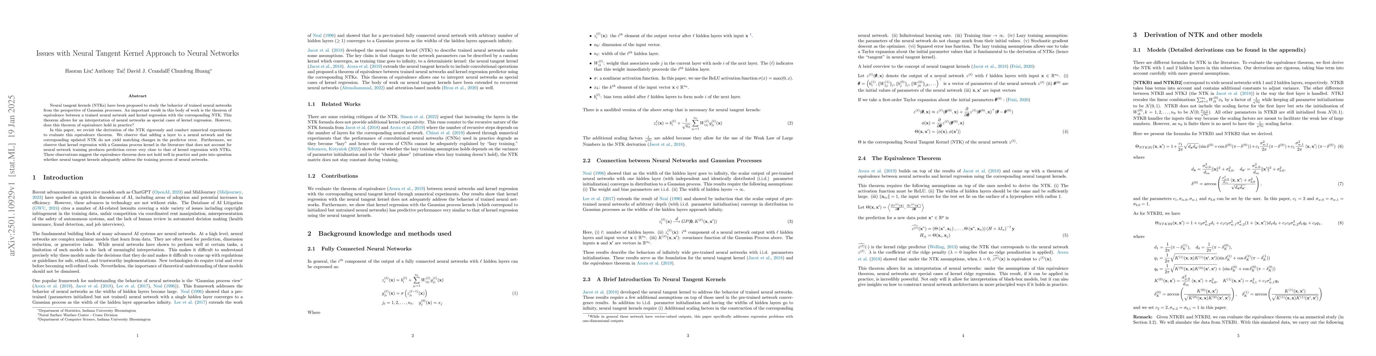 Thumbnail for Issues with Neural Tangent Kernel Approach to Neural Networks