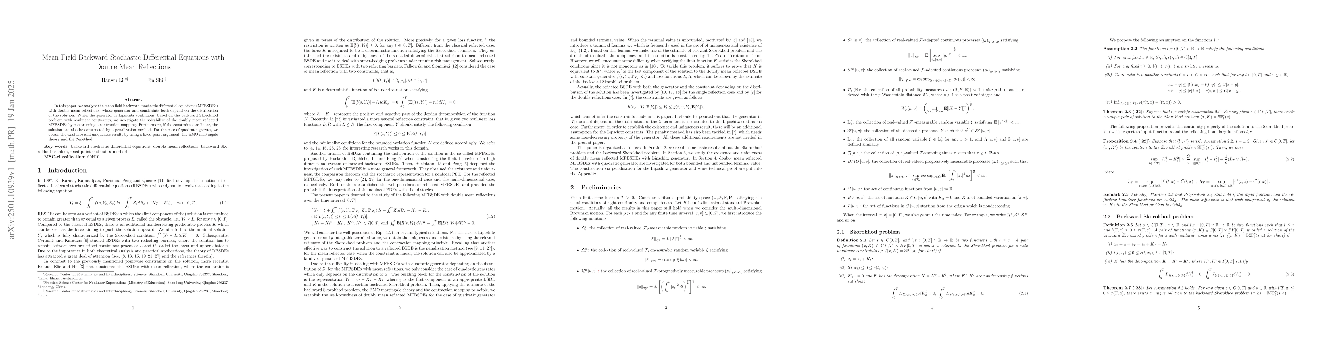 Thumbnail for Mean Field Backward Stochastic Differential Equations with Double Mean
  Reflections