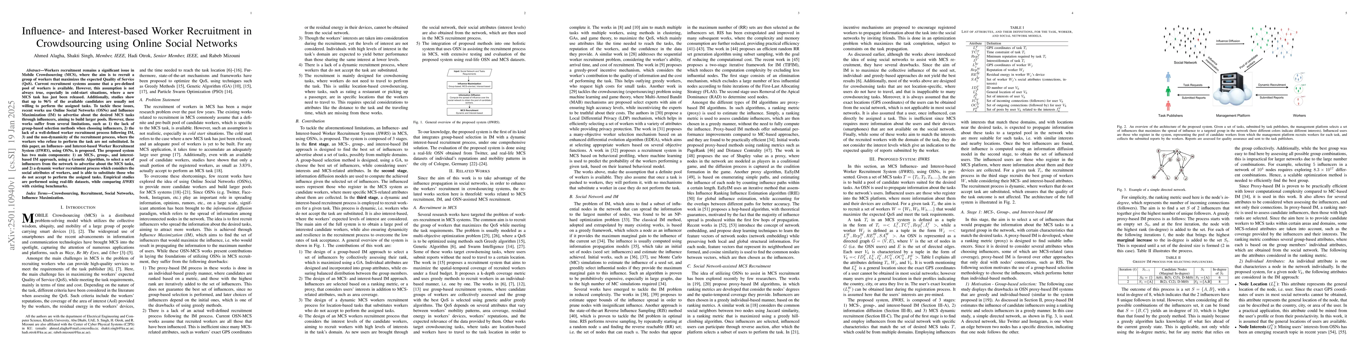 Thumbnail for Influence- and Interest-based Worker Recruitment in Crowdsourcing using
  Online Social Networks