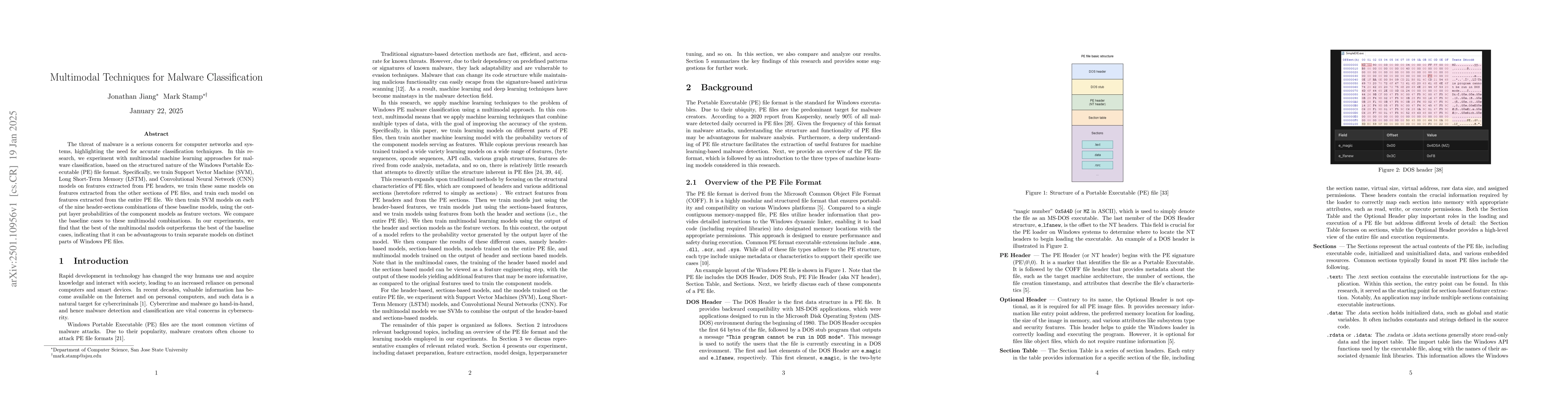 Thumbnail for Multimodal Techniques for Malware Classification