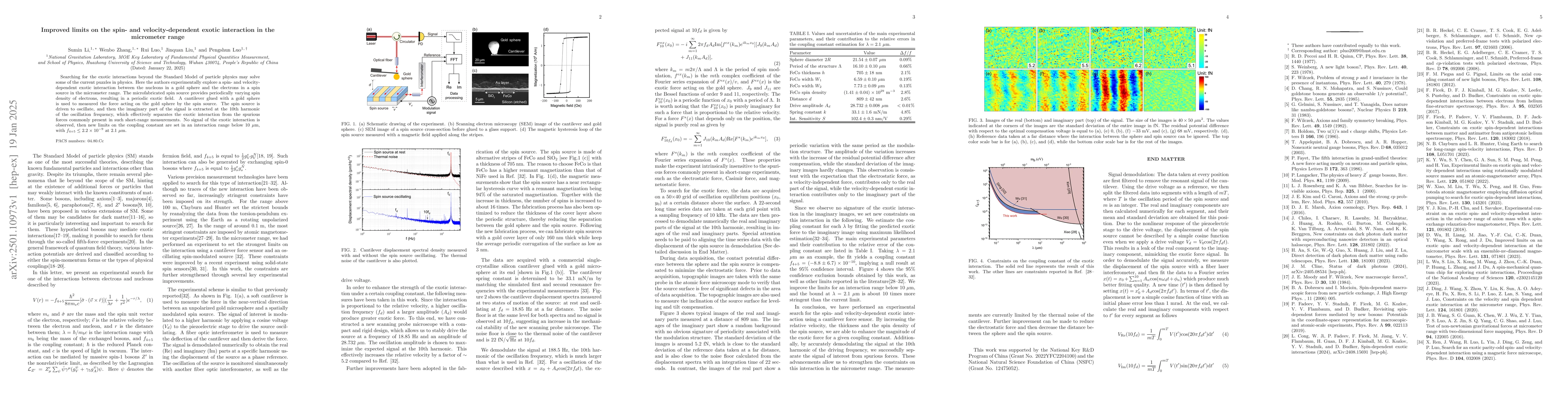 Thumbnail for Improved limits on the spin- and velocity-dependent exotic interaction
  in the micrometer range