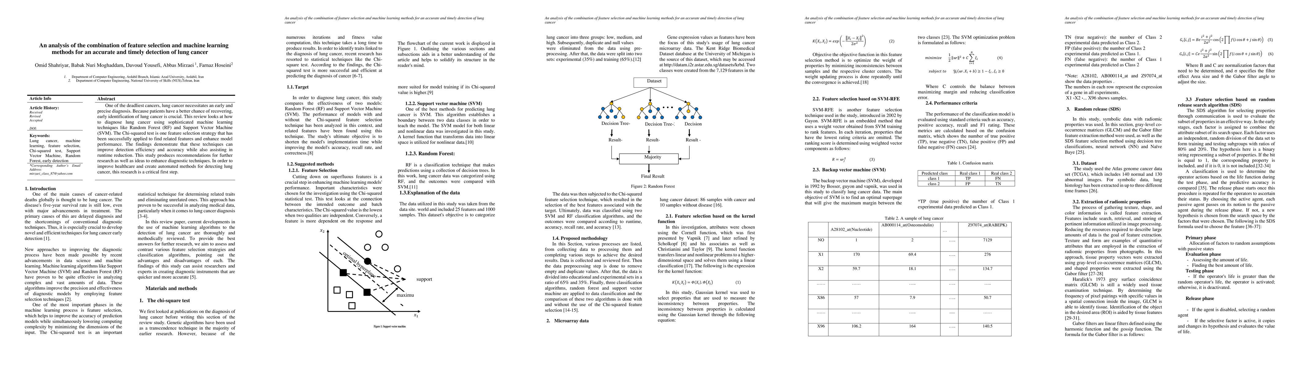 Thumbnail for An analysis of the combination of feature selection and machine learning
  methods for an accurate and timely detection of lung cancer