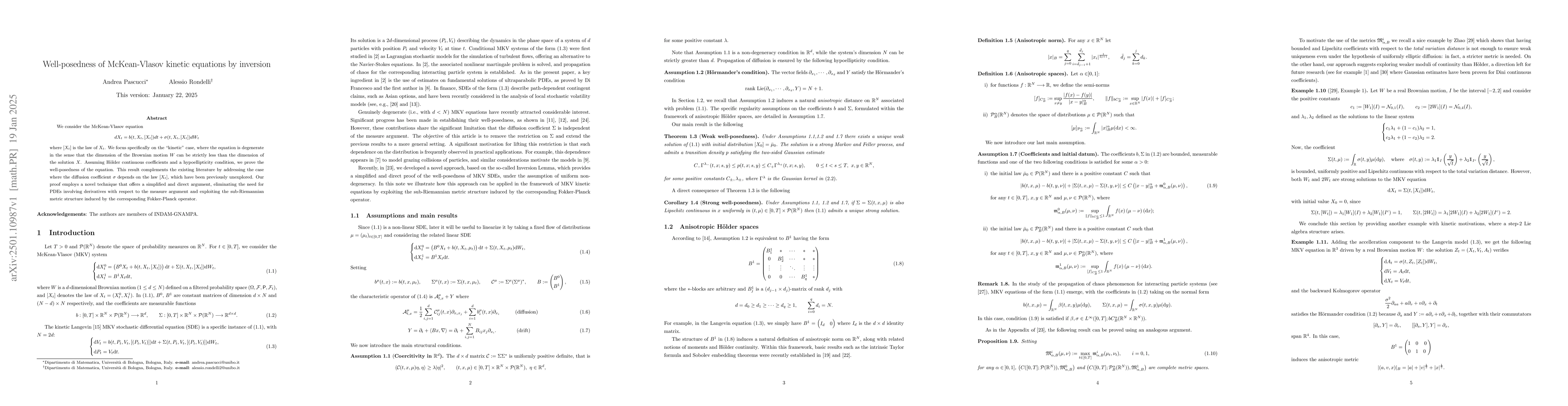Thumbnail for Well-posedness of McKean-Vlasov kinetic equations by inversion