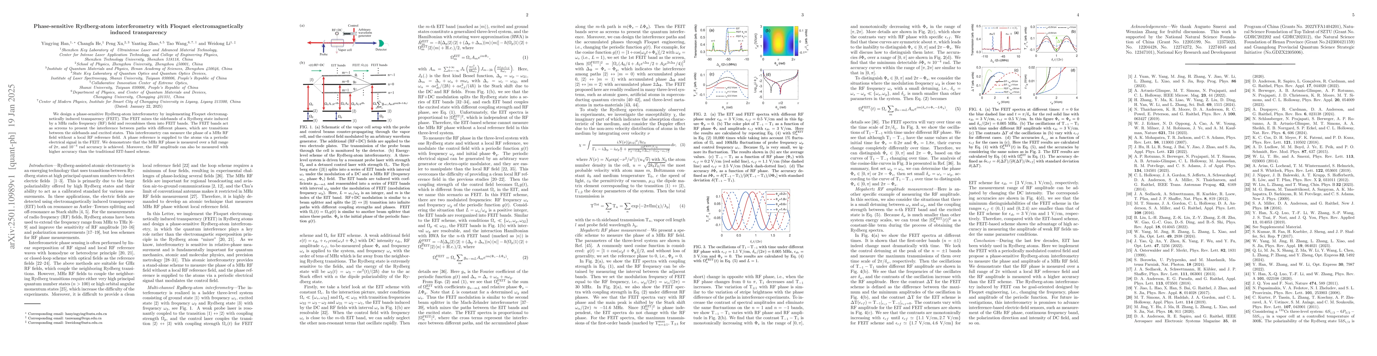 Thumbnail for Phase-sensitive Rydberg-atom interferometry with Floquet
  electromagnetically induced transparency