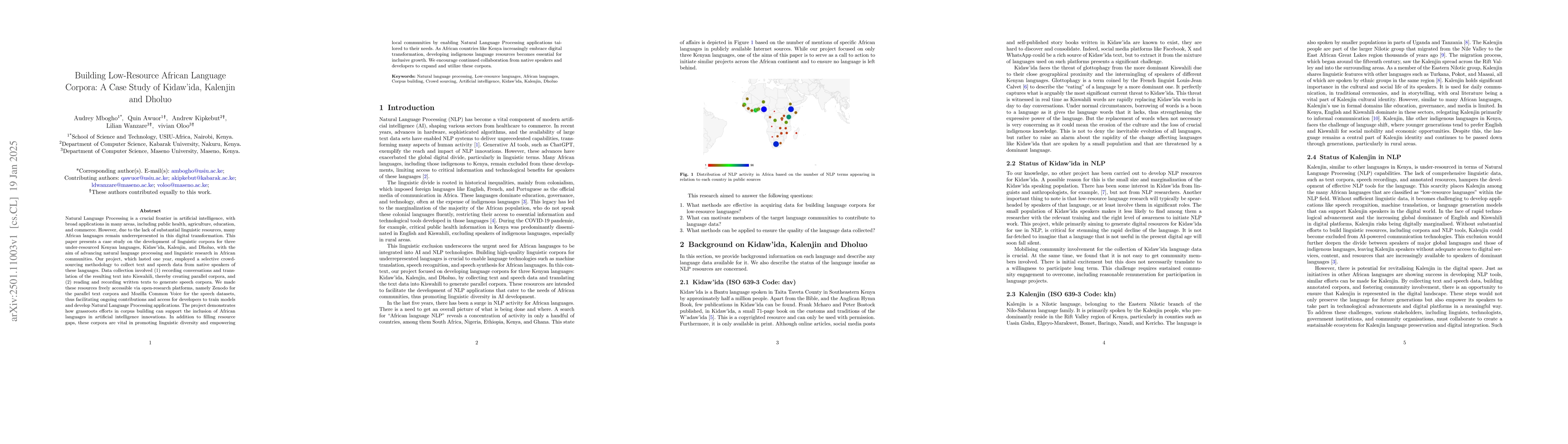 Thumbnail for Building low-resource African language corpora: A case study of
  Kidawida, Kalenjin and Dholuo