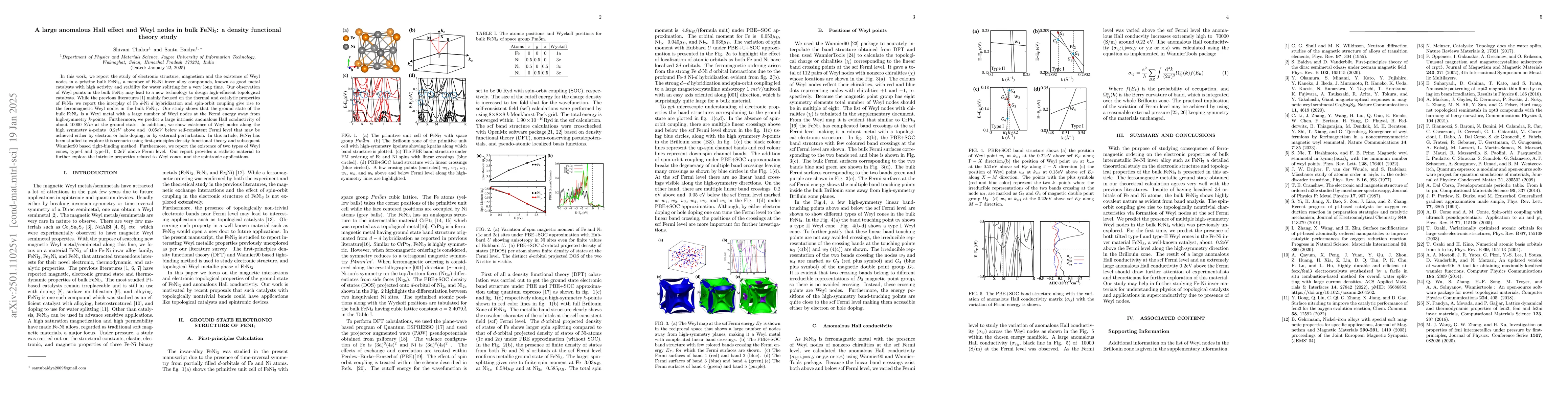 Thumbnail for A large anomalous Hall effect and Weyl nodes in bulk FeNi$_3$: a density
  functional theory study