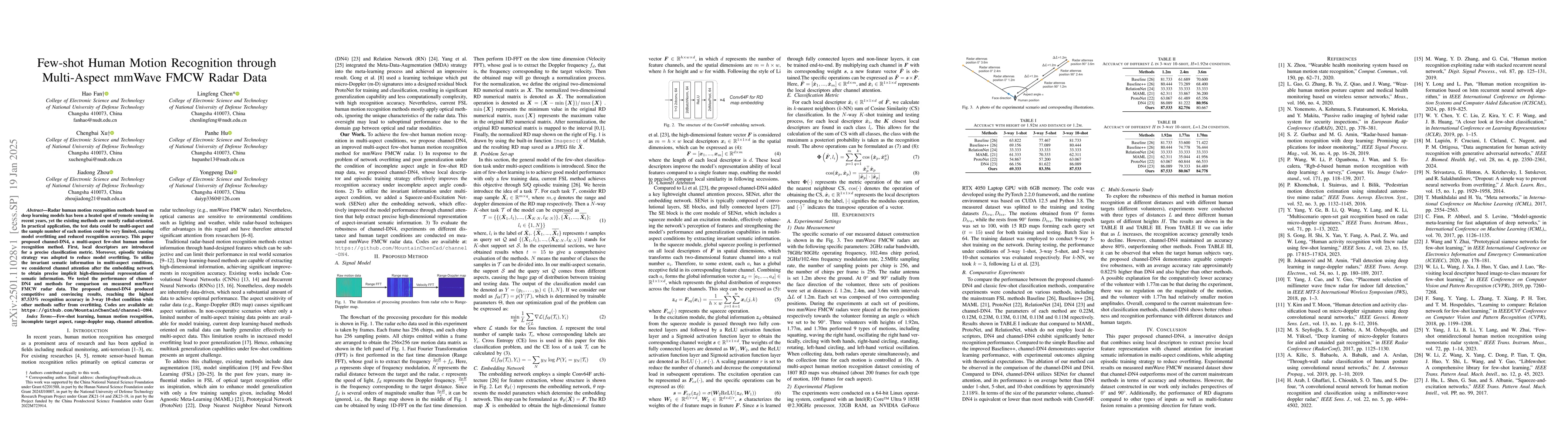 Thumbnail for Few-shot Human Motion Recognition through Multi-Aspect mmWave FMCW Radar
  Data