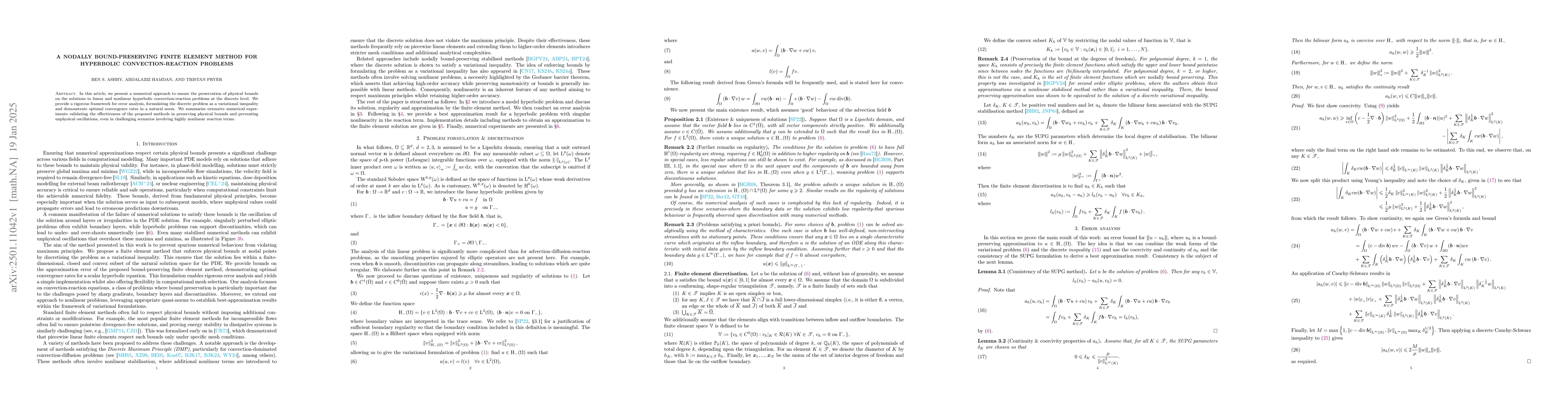 Thumbnail for A nodally bound-preserving finite element method for hyperbolic
  convection-reaction problems