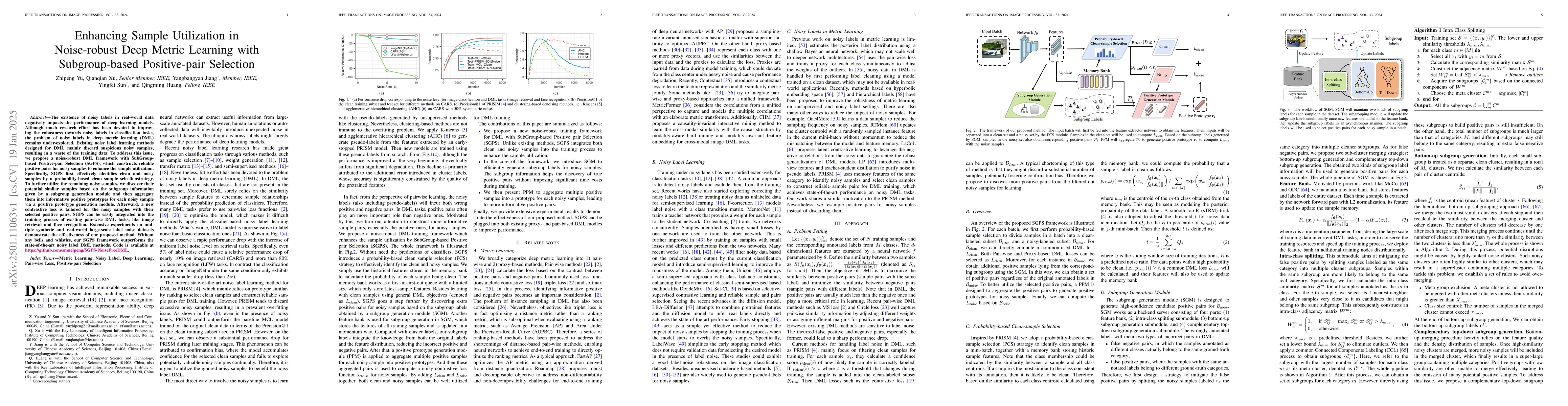 Thumbnail for Enhancing Sample Utilization in Noise-Robust Deep Metric Learning With
  Subgroup-Based Positive-Pair Selection