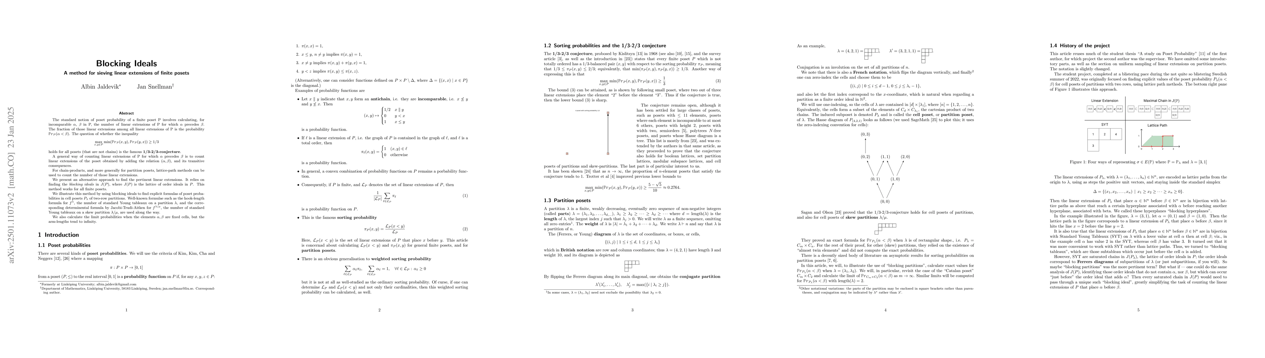Thumbnail for Blocking Ideals: a method for sieving linear extensions of a finite
  poset