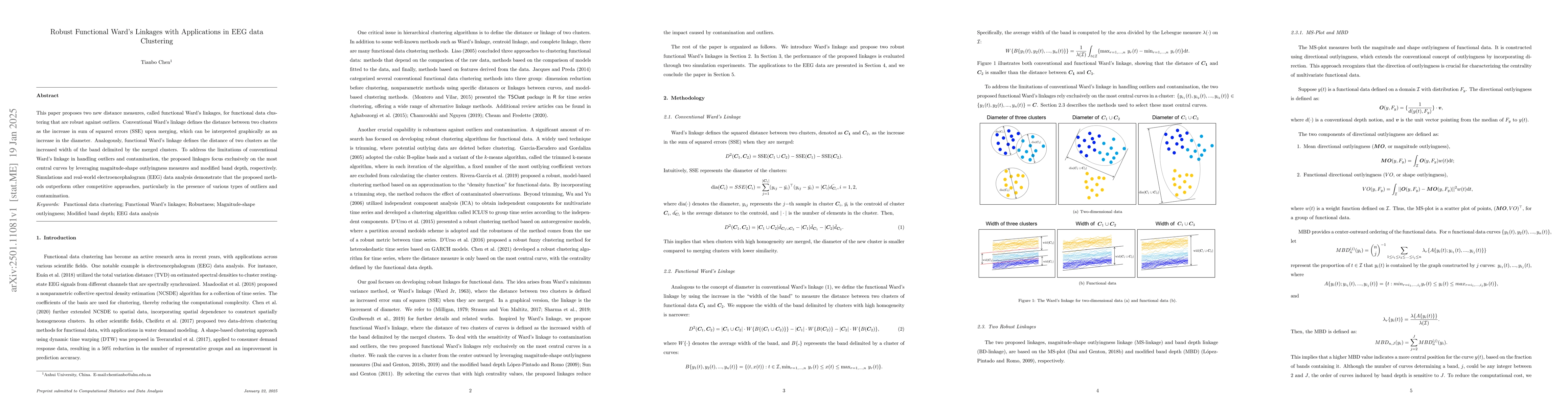 Thumbnail for Robust Functional Ward's Linkages with Applications in EEG data
  Clustering