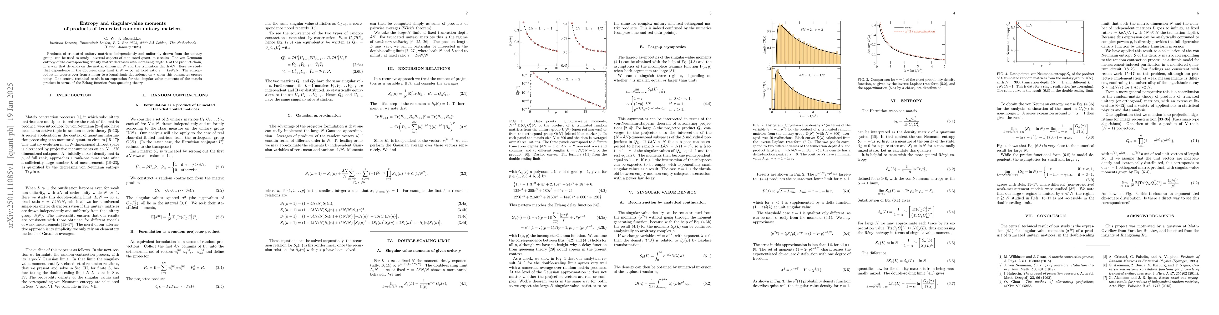 Thumbnail for Entropy and singular-value moments of products of truncated random
  unitary matrices