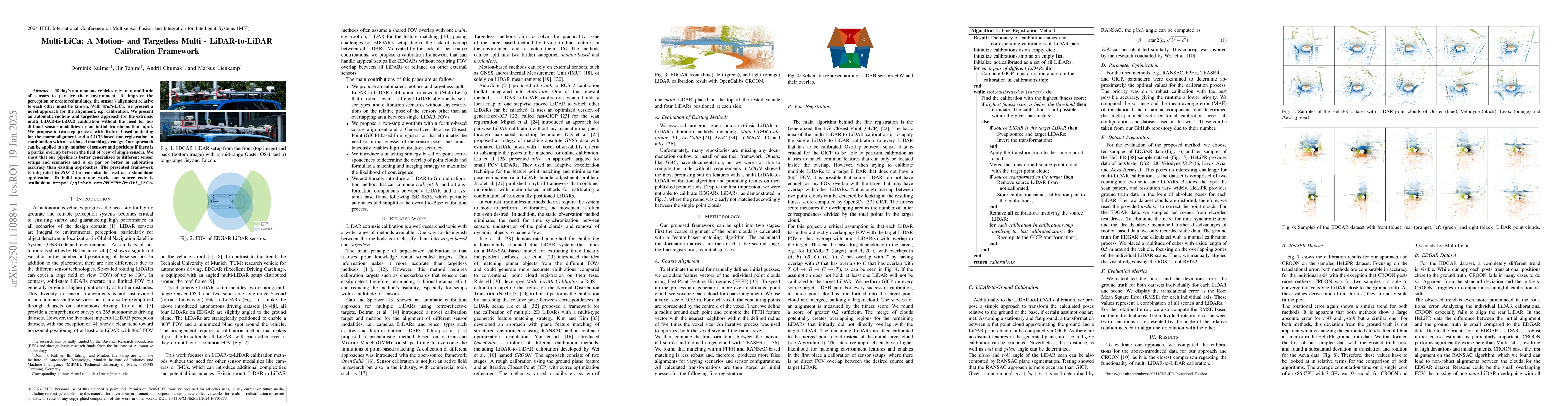 Thumbnail for Multi-LiCa: A Motion and Targetless Multi LiDAR-to-LiDAR Calibration
  Framework