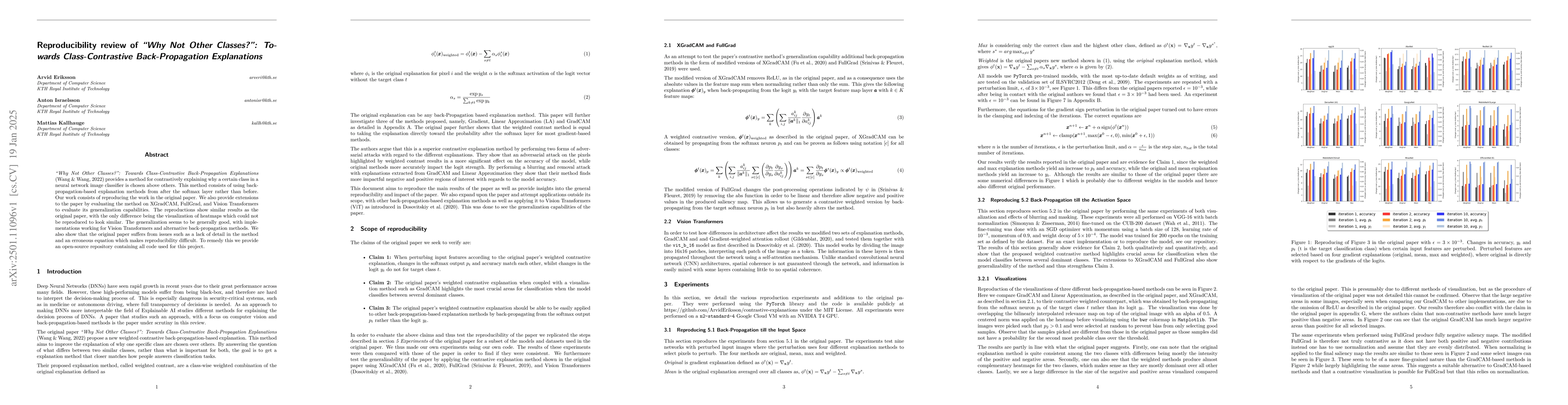 Thumbnail for Reproducibility review of "Why Not Other Classes": Towards
  Class-Contrastive Back-Propagation Explanations