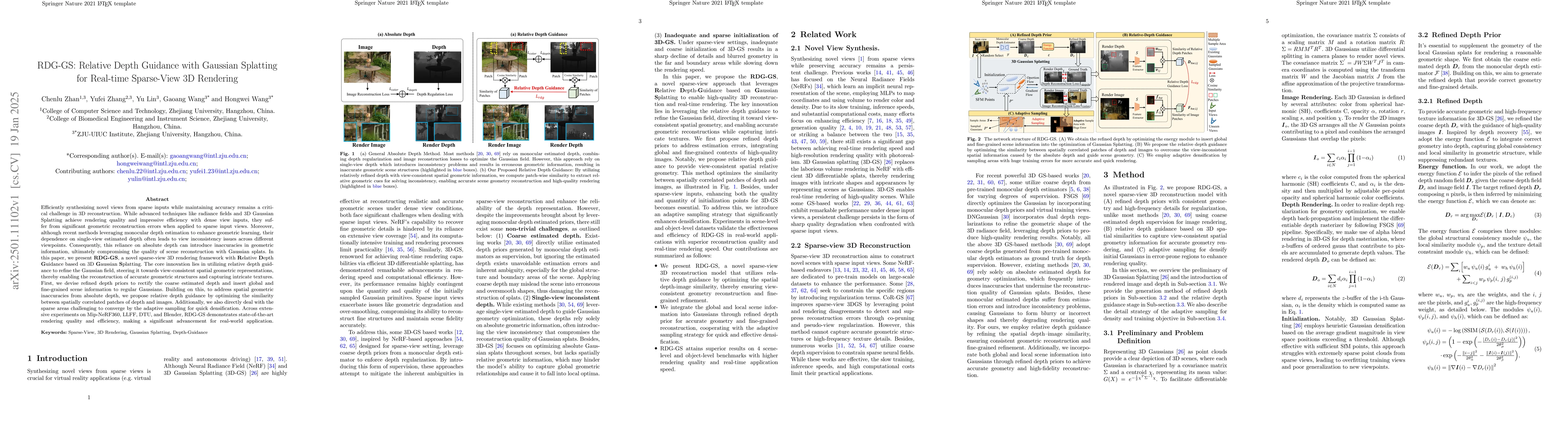 Thumbnail for RDG-GS: Relative Depth Guidance with Gaussian Splatting for Real-time
  Sparse-View 3D Rendering