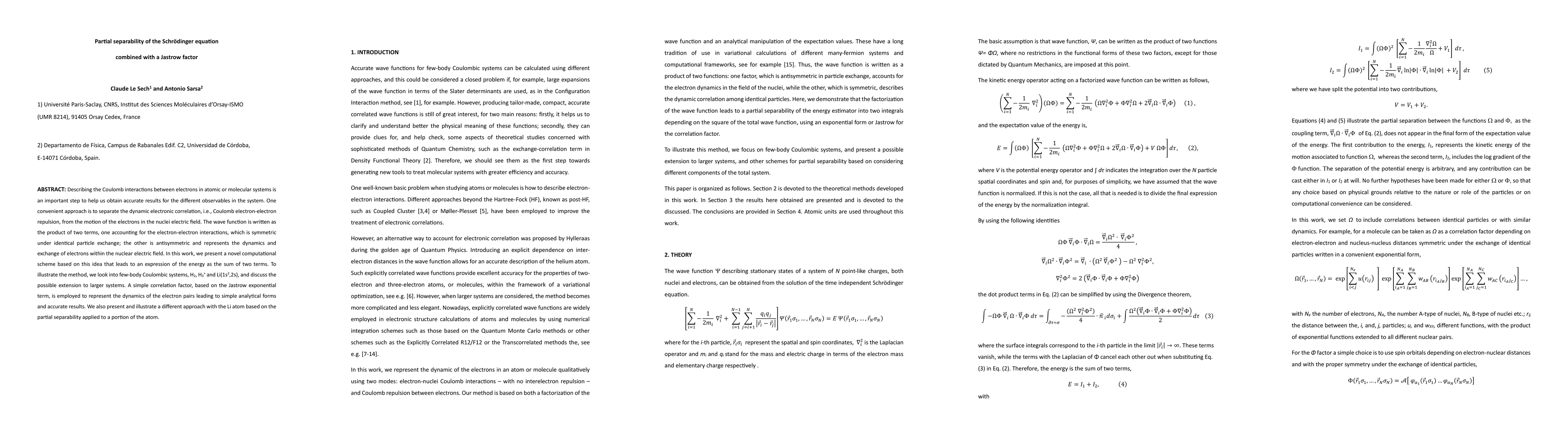 Thumbnail for Partial separability of the Schroedinger equation combined with a
  Jastrow factor