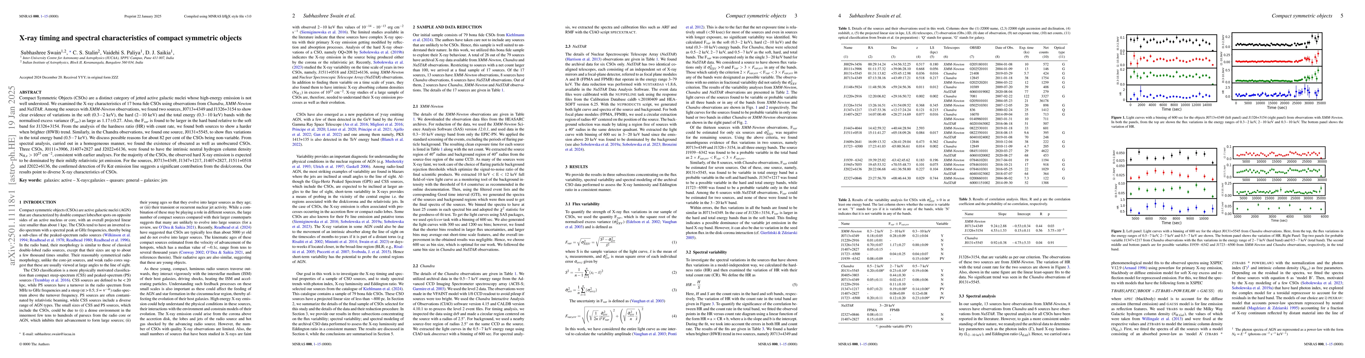 Thumbnail for X-ray timing and spectral characteristics of compact symmetric objects