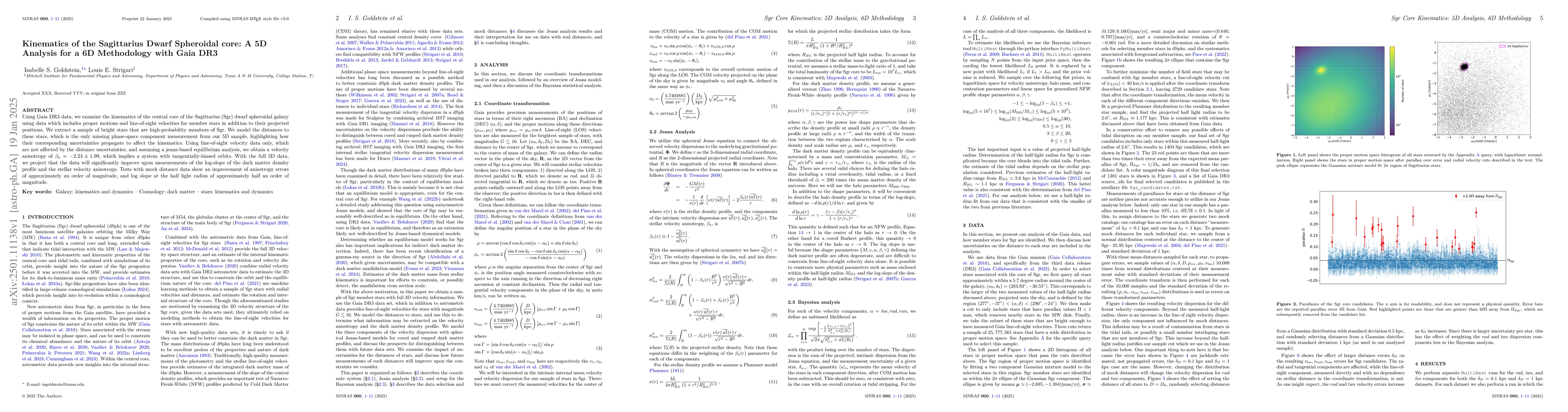 Thumbnail for Kinematics of the Sagittarius Dwarf Spheroidal core: A 5D Analysis for a
  6D Methodology with Gaia DR3