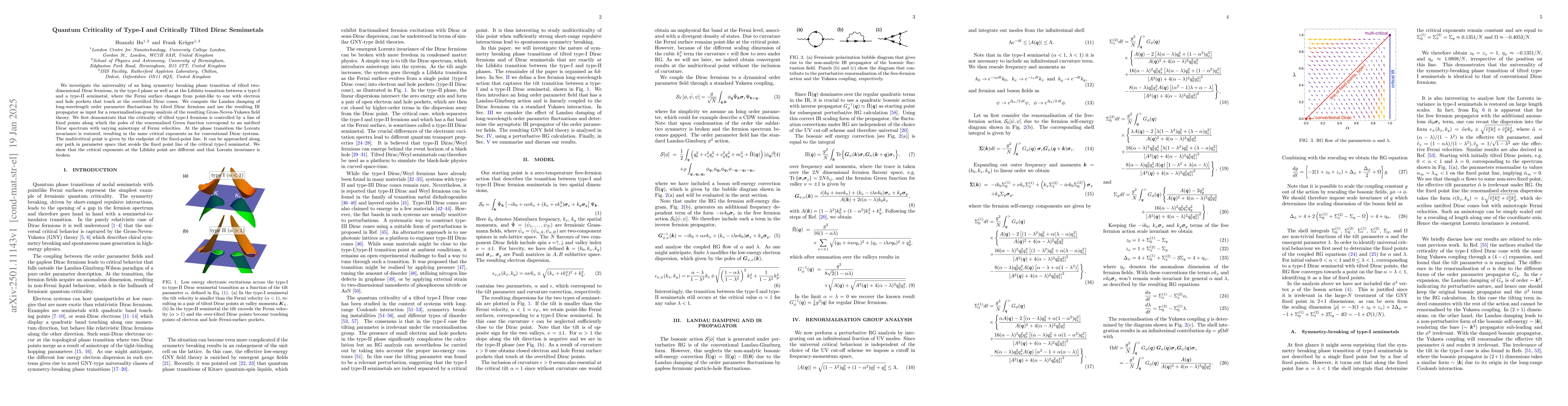Thumbnail for Quantum Criticality of Type-I and Critically Tilted Dirac Semimetals