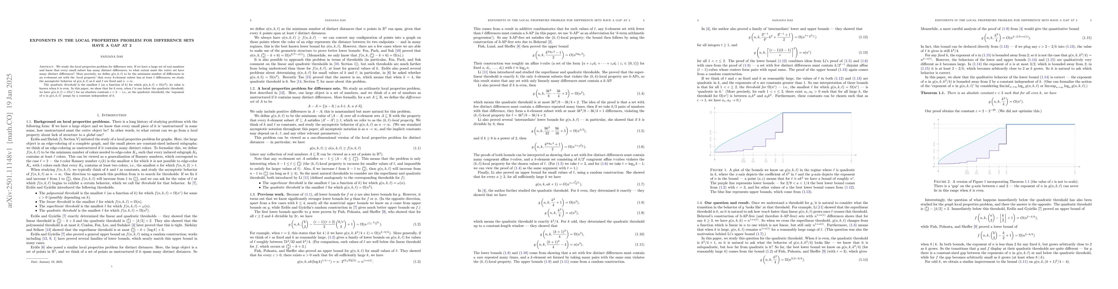 Thumbnail for Exponents in the local properties problem for difference sets have a gap
  at 2