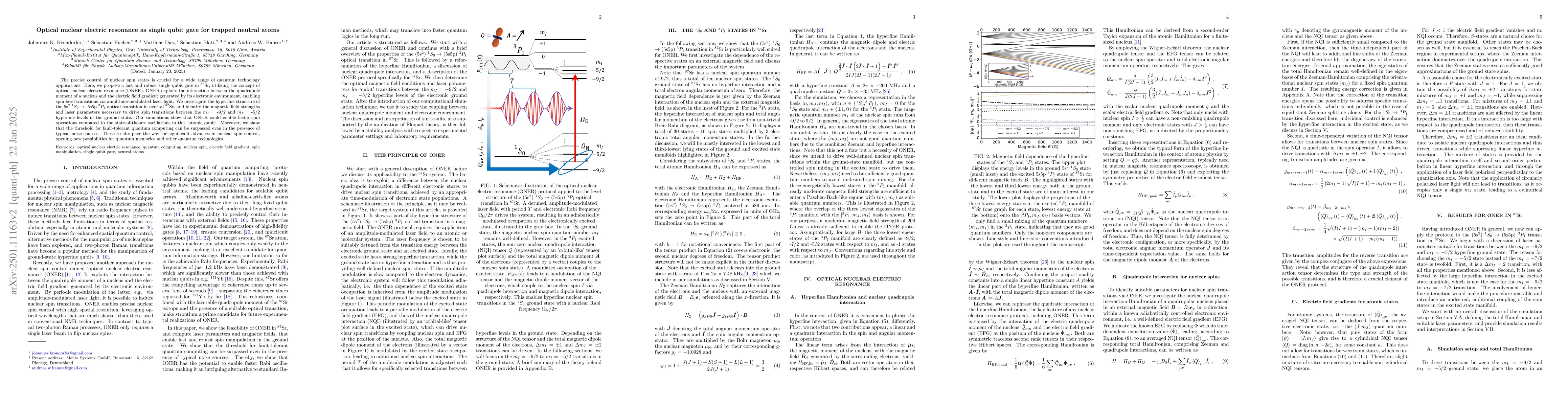 Thumbnail for Optical Nuclear Electric Resonance as Single Qubit Gate for Trapped
  Neutral Atoms