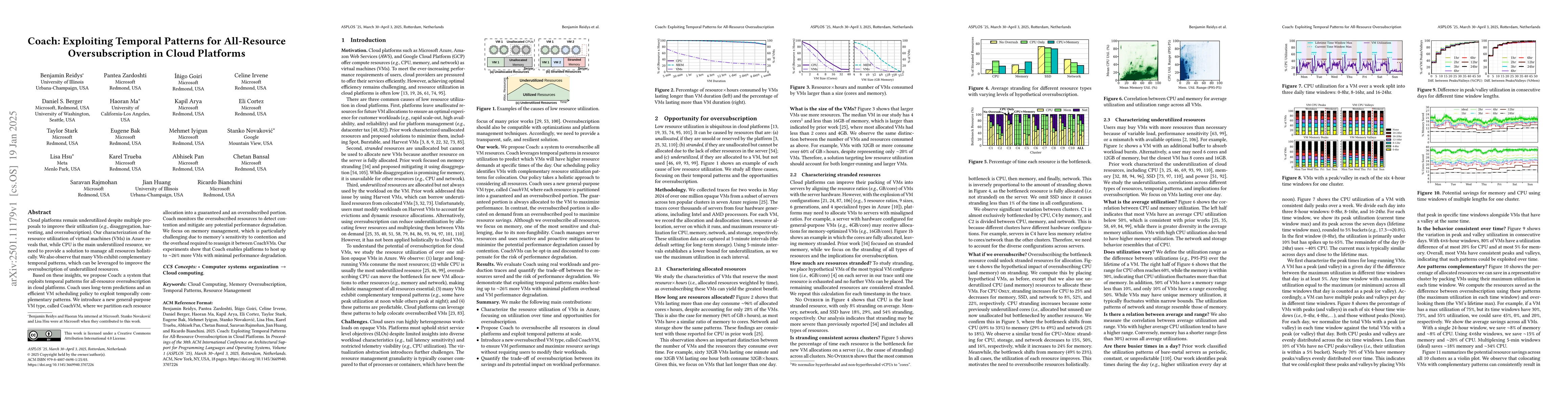 Thumbnail for Coach: Exploiting Temporal Patterns for All-Resource Oversubscription in
  Cloud Platforms