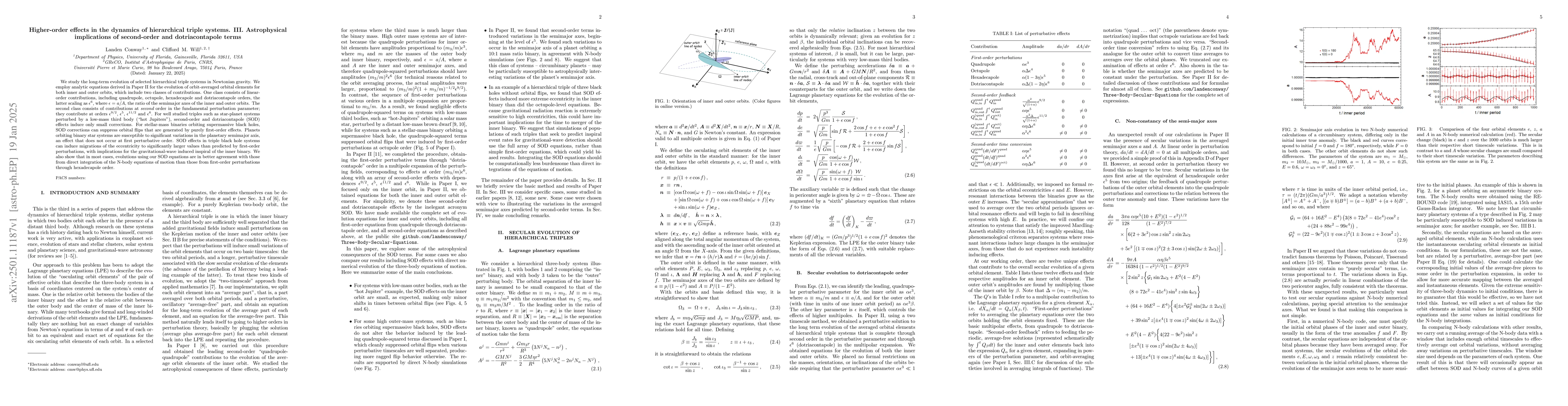 Thumbnail for Higher-order effects in the dynamics of hierarchical triple systems.
  III. Astrophysical implications of second-order and dotriacontapole terms