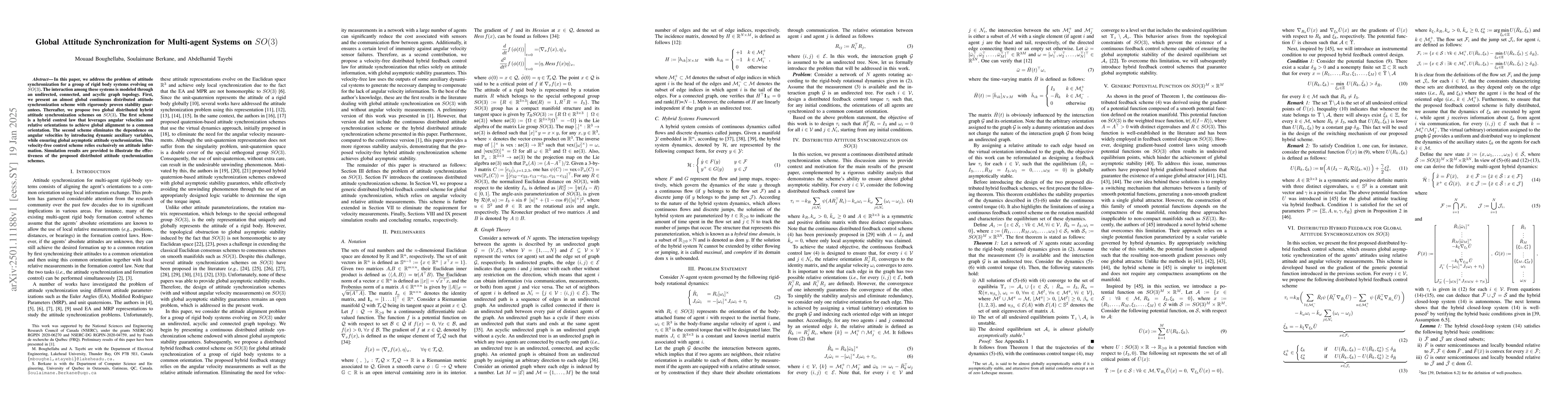 Thumbnail for Global Attitude Synchronization for Multi-agent Systems on SO(3)