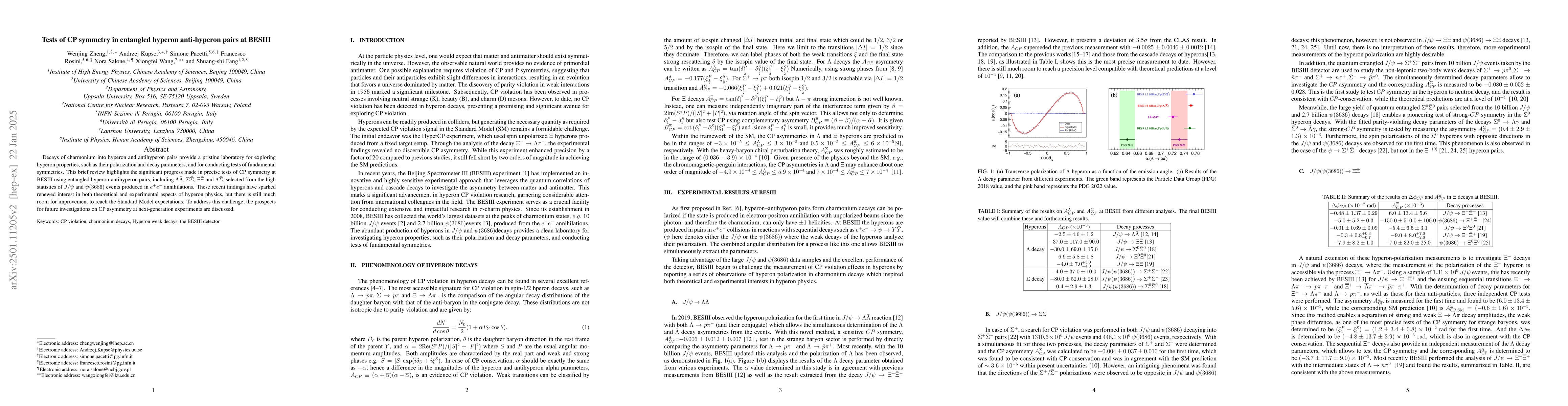 Thumbnail for Tests of CP symmetry in entangled hyperon anti-hyperon pairs at BESIII