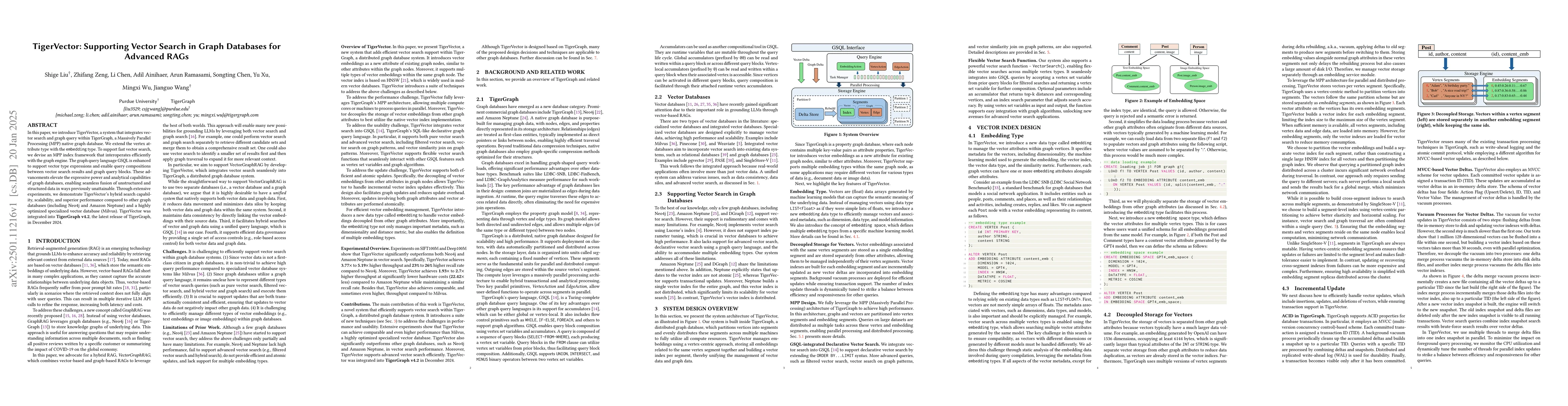 Thumbnail for TigerVector: Supporting Vector Search in Graph Databases for Advanced
  RAGs