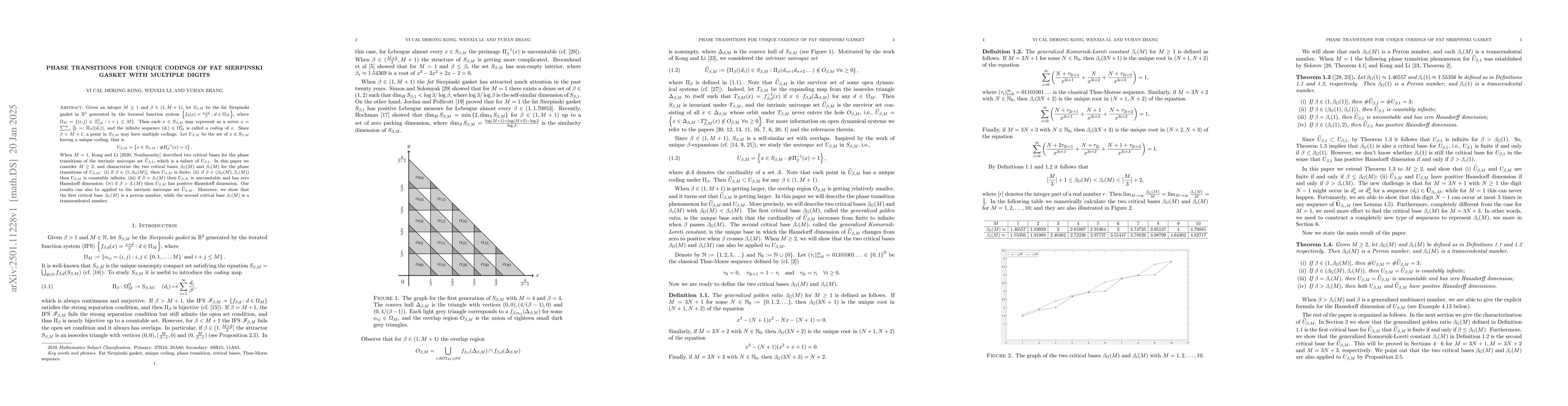 Thumbnail for Phase transitions for unique codings of fat Sierpinski gasket with
  multiple digits