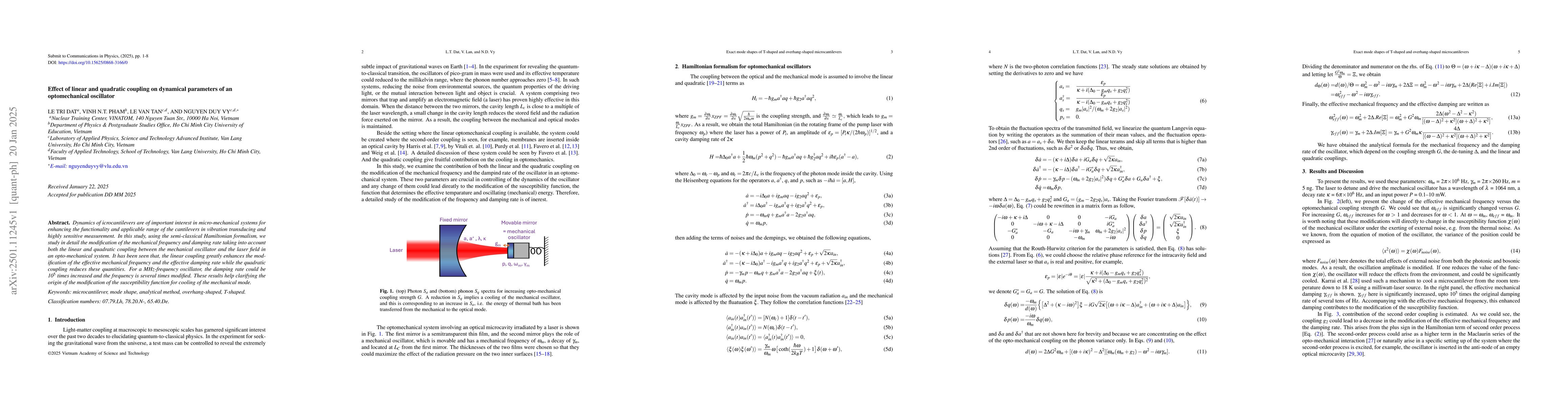 Thumbnail for Effect of linear and quadratic coupling on dynamical parameters of an
  optomechanical oscillator