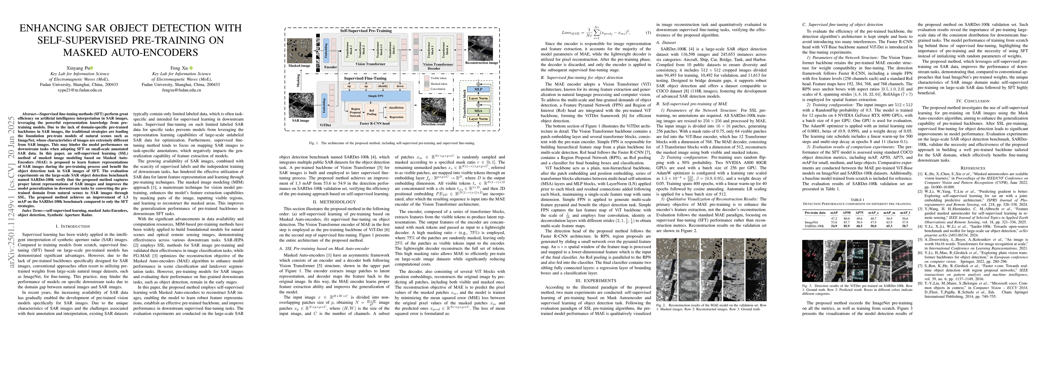 Thumbnail for Enhancing SAR Object Detection with Self-Supervised Pre-training on
  Masked Auto-Encoders