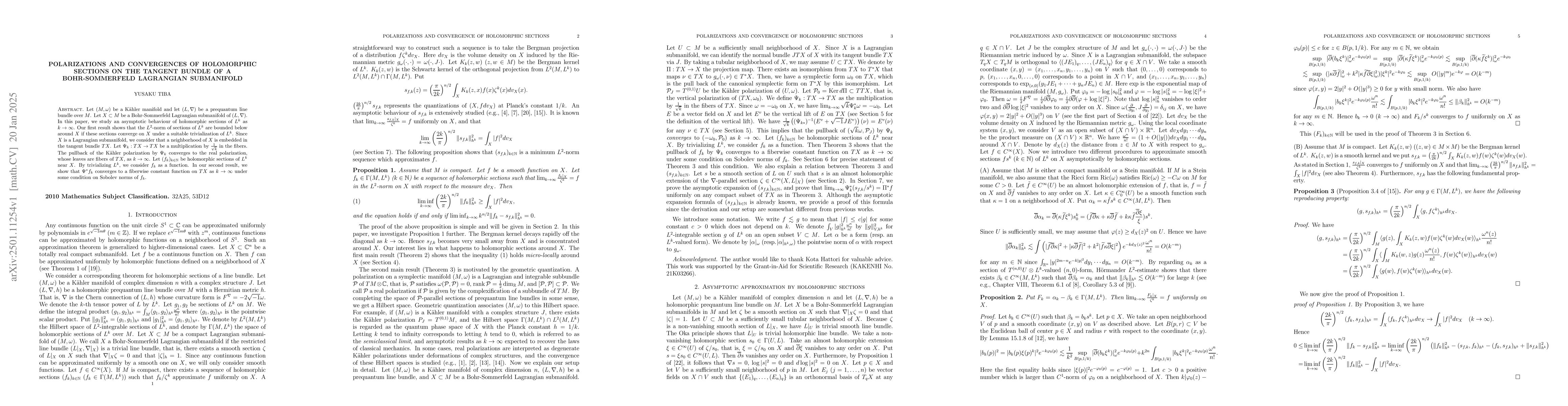 Thumbnail for Polarizations and Convergences of holomorphic sections on the tangent
  bundle of a Bohr-Sommerfeld Lagrangian submanifold