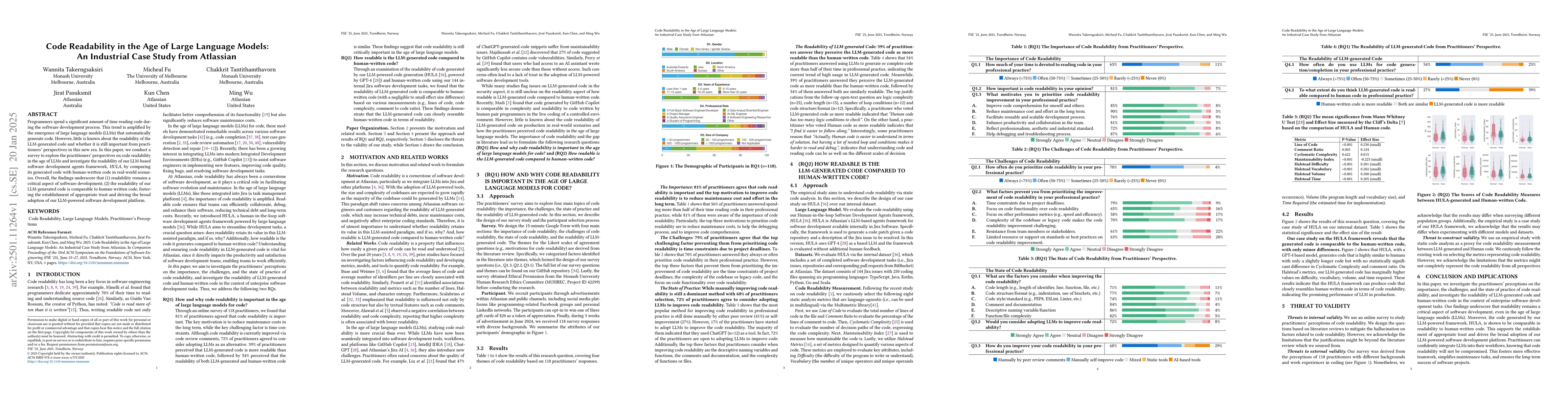 Thumbnail for Code Readability in the Age of Large Language Models: An Industrial Case
  Study from Atlassian