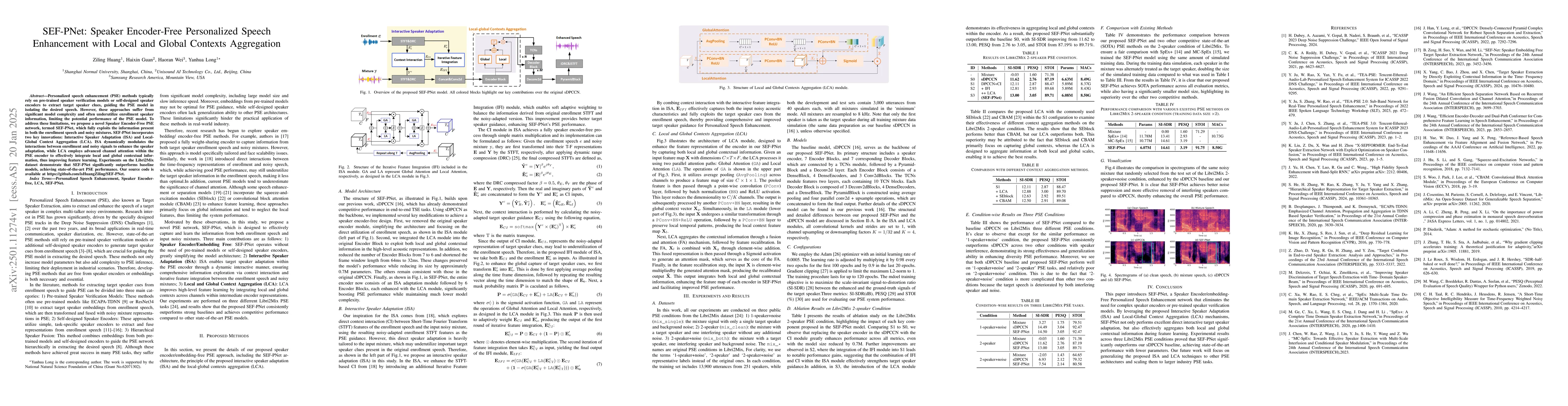 Thumbnail for SEF-PNet: Speaker Encoder-Free Personalized Speech Enhancement with
  Local and Global Contexts Aggregation