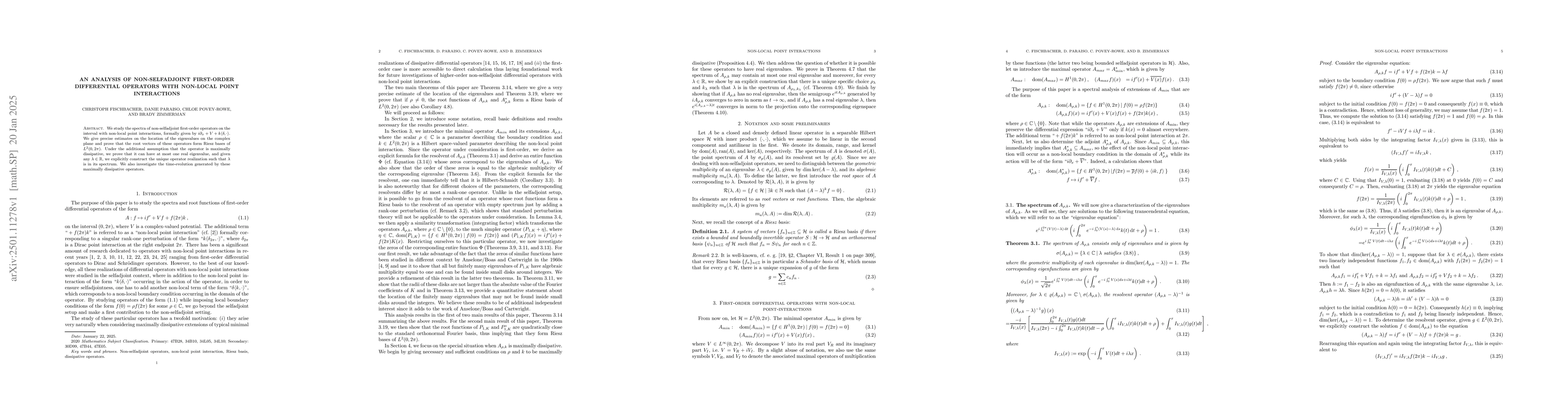 Thumbnail for An analysis of non-selfadjoint first-order differential operators with
  non-local point interactions